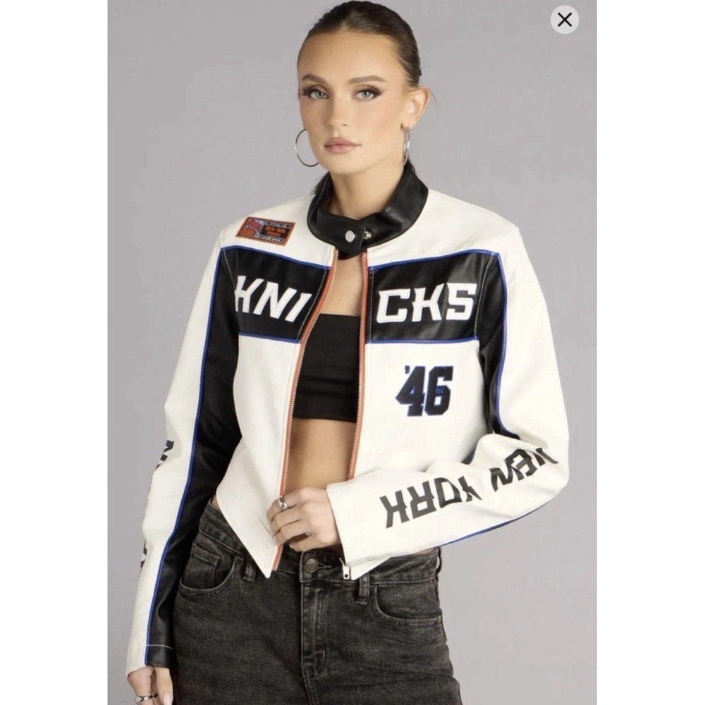 NWT Ultra Game NBA New York Knicks Moto Jacket‎ Women Size XS